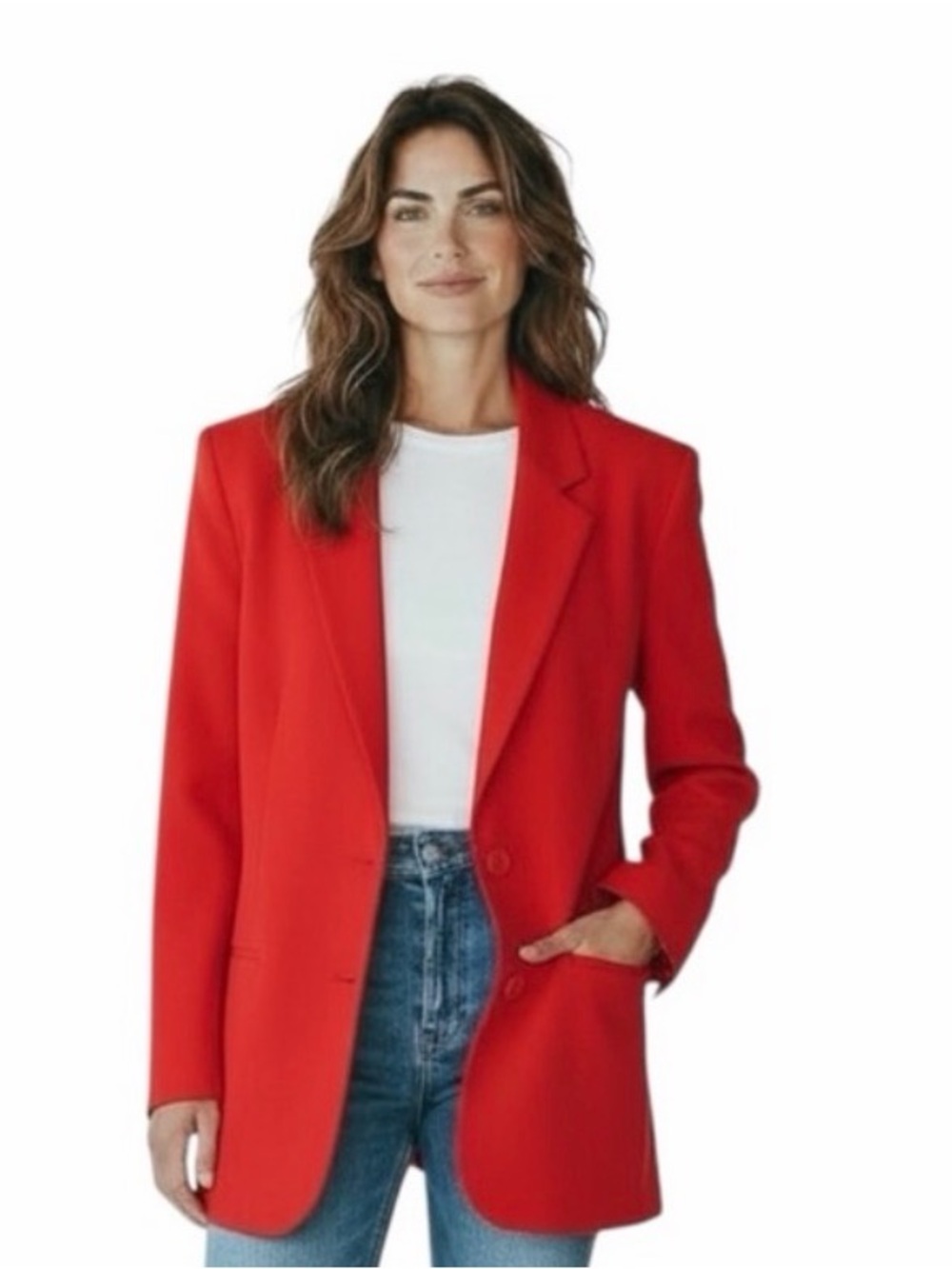 Classiques Women’s Red Vintage 90s Y2K Pure Wool Blazer size XS